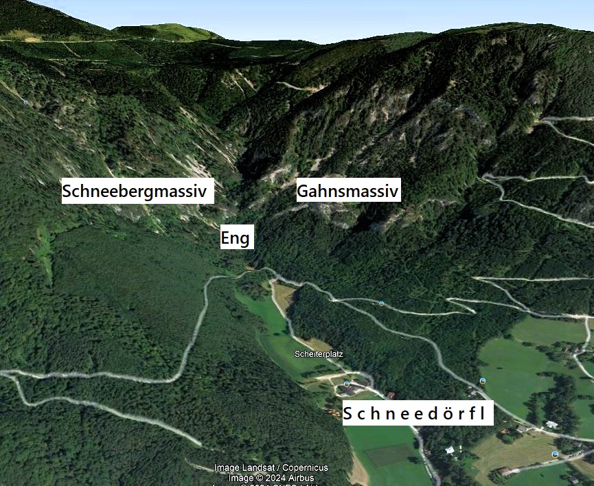 Schneedörfl Eng Schrift Schneebergmassiv, Eng, Scneebergdörfl, Gahnsmassive